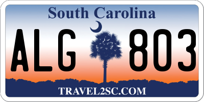 SC license plate ALG803