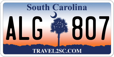 SC license plate ALG807