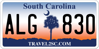 SC license plate ALG830