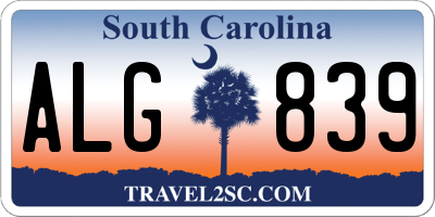 SC license plate ALG839