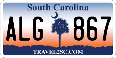 SC license plate ALG867