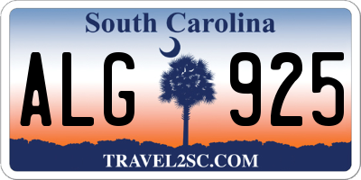 SC license plate ALG925