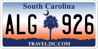SC license plate ALG926