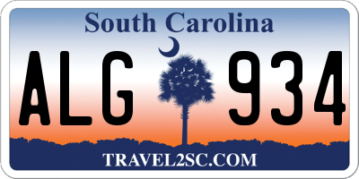 SC license plate ALG934