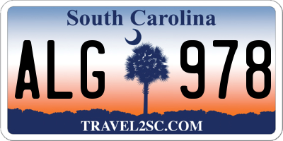 SC license plate ALG978