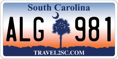 SC license plate ALG981