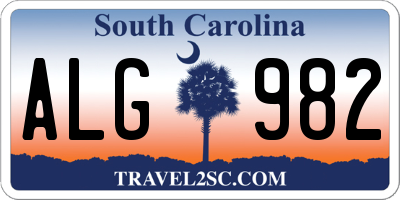 SC license plate ALG982