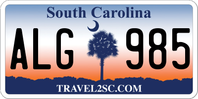 SC license plate ALG985