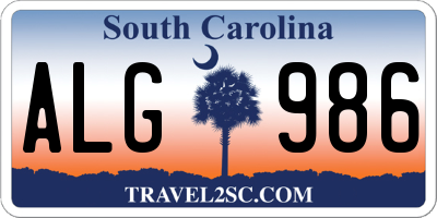 SC license plate ALG986