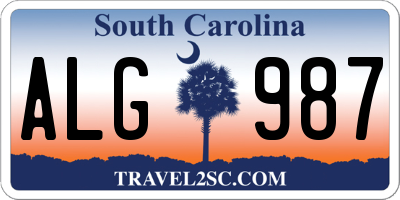 SC license plate ALG987