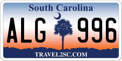SC license plate ALG996