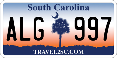 SC license plate ALG997