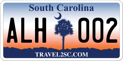 SC license plate ALH002