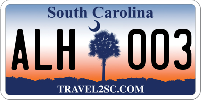 SC license plate ALH003
