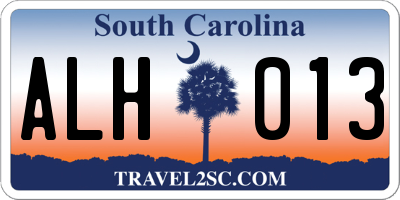 SC license plate ALH013