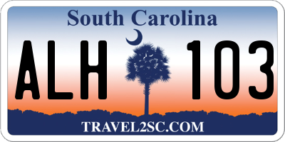 SC license plate ALH103
