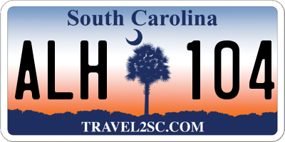 SC license plate ALH104