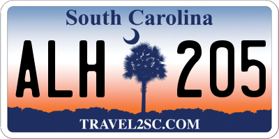 SC license plate ALH205