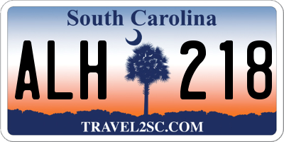 SC license plate ALH218