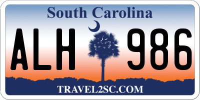 SC license plate ALH986