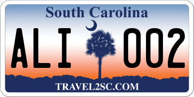 SC license plate ALI002
