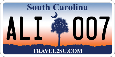 SC license plate ALI007