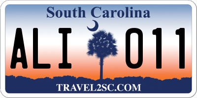 SC license plate ALI011