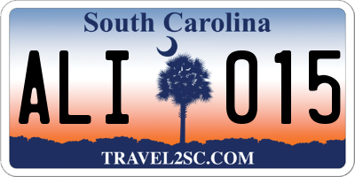 SC license plate ALI015