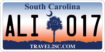 SC license plate ALI017
