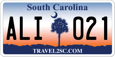 SC license plate ALI021