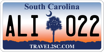 SC license plate ALI022
