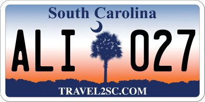 SC license plate ALI027