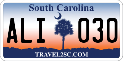 SC license plate ALI030