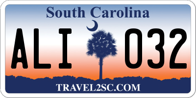 SC license plate ALI032