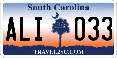 SC license plate ALI033