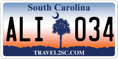 SC license plate ALI034
