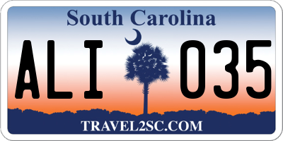 SC license plate ALI035