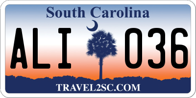 SC license plate ALI036