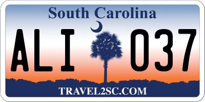 SC license plate ALI037