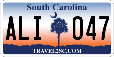 SC license plate ALI047