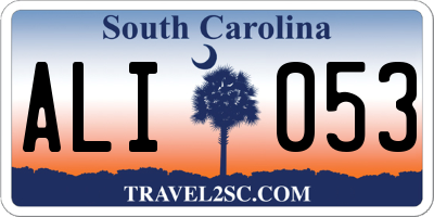 SC license plate ALI053
