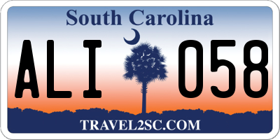 SC license plate ALI058
