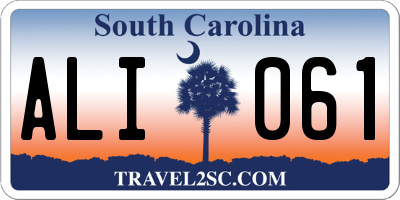SC license plate ALI061