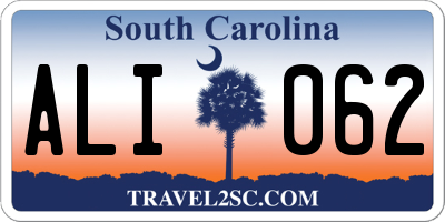 SC license plate ALI062