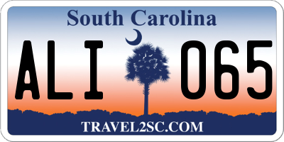 SC license plate ALI065