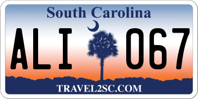 SC license plate ALI067