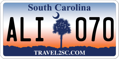 SC license plate ALI070