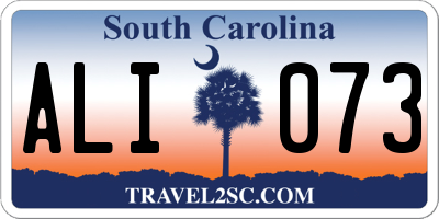 SC license plate ALI073