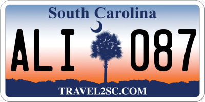 SC license plate ALI087