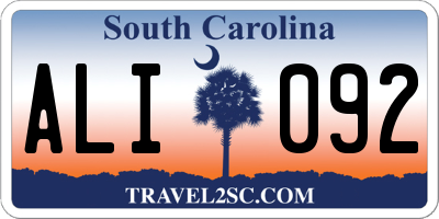 SC license plate ALI092
